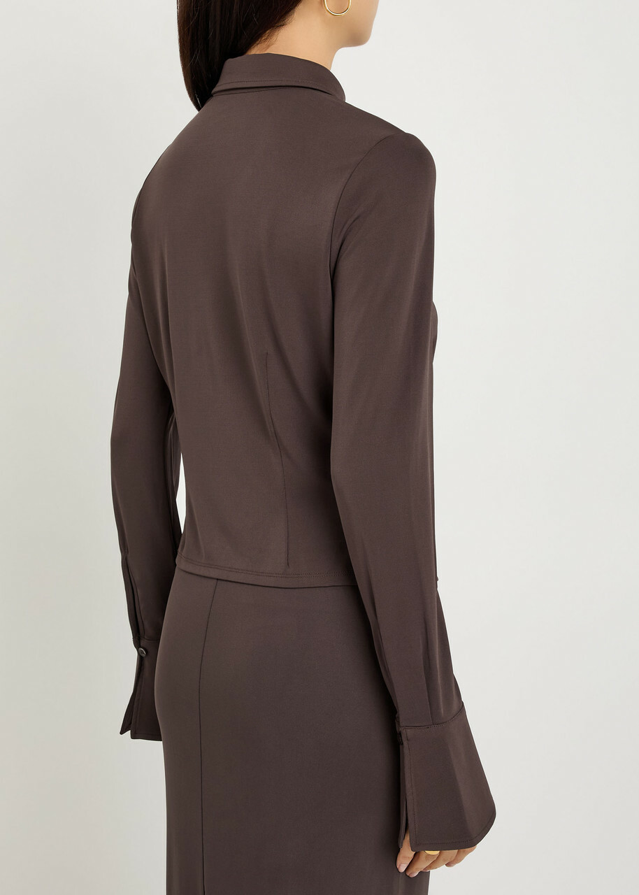 Good American Matte Stretch-jersey top Dark Brown