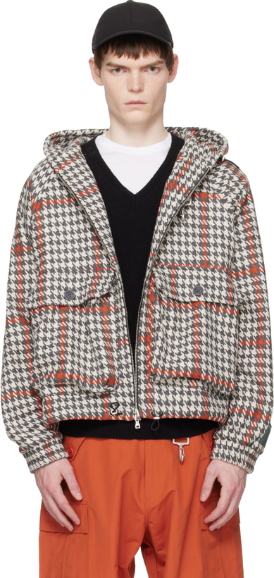 Photo: Reese Cooper Grau & Orange Wool Houndstooth Hooded Cargo Jacket