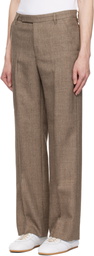 International Gallery BEAMS Brown Polyester Tweed Semi-Wide Trousers