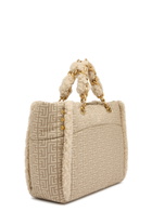 Balmain 1945 Shearling and Monogram-jacquard Tote - Beige - One Size