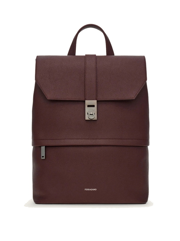Photo: Ferragamo Mens Hug buckle backpack in Red