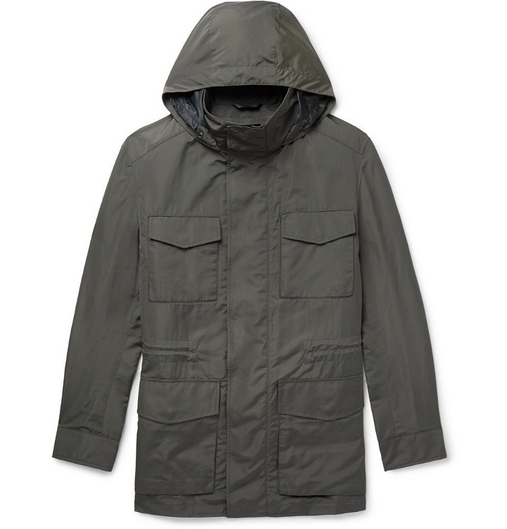 Photo: Brioni - Shell Hooded Field Jacket with Detachable Quilted Gilet - Men - Green