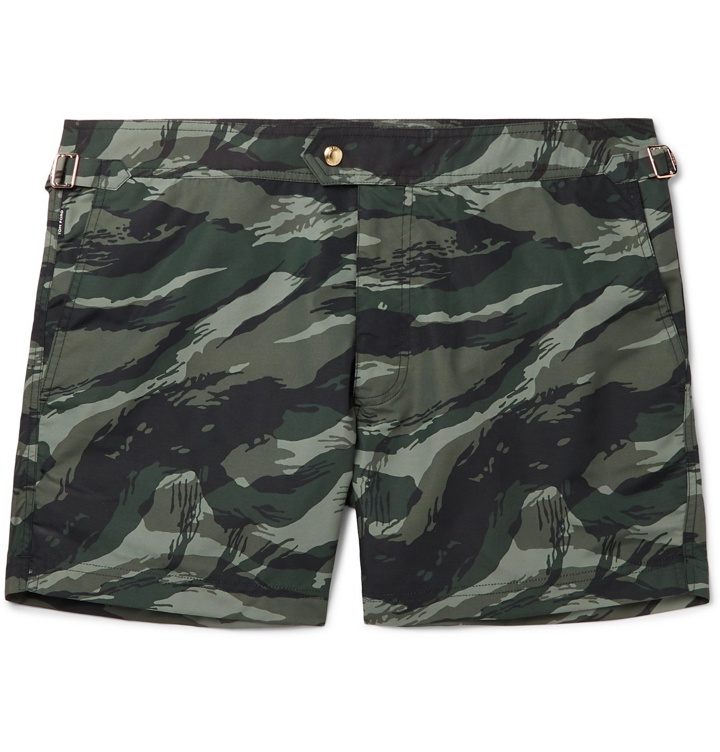 Photo: TOM FORD - Slim-Fit Short-Length Camouflage-Print Swim Shorts - Green