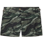 TOM FORD - Slim-Fit Short-Length Camouflage-Print Swim Shorts - Green