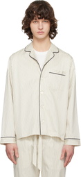 Tekla Beige Sateen Long-Sleeved Pyjama Shirt