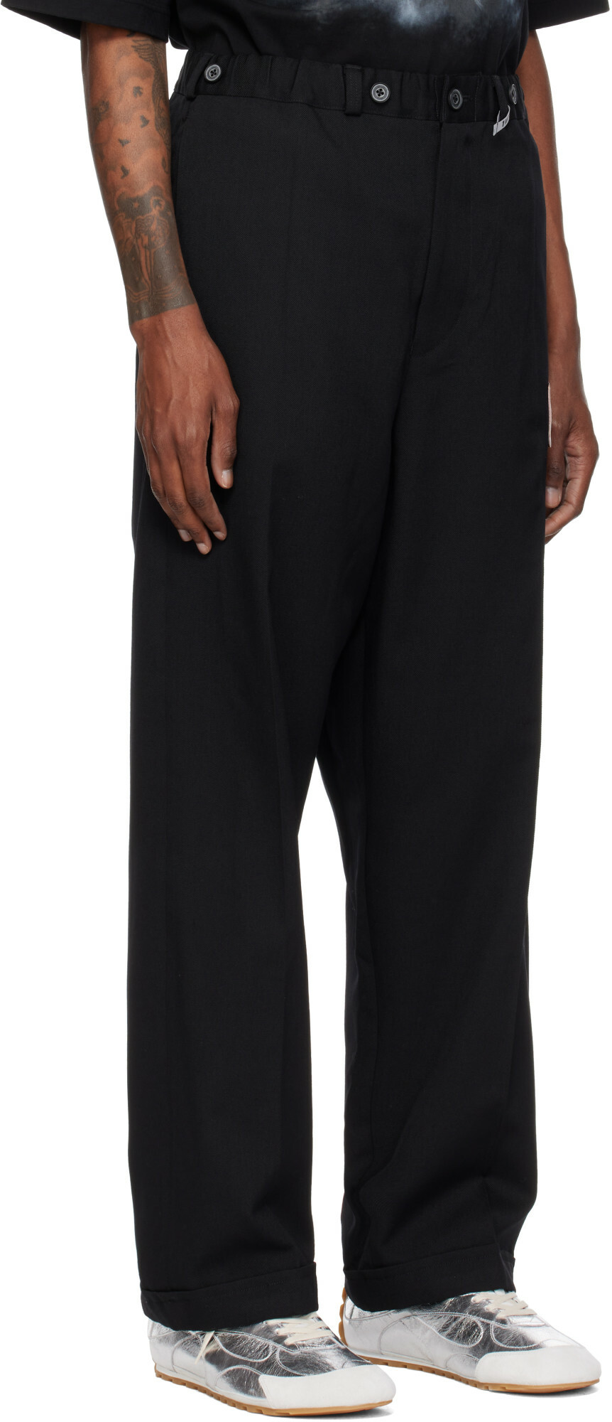 Maison MIHARA YASUHIRO Black Easy Slack Trousers