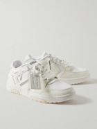 Off-White - Out of Office Suede-Trimmed Leather and Mesh Sneakers - Silver
