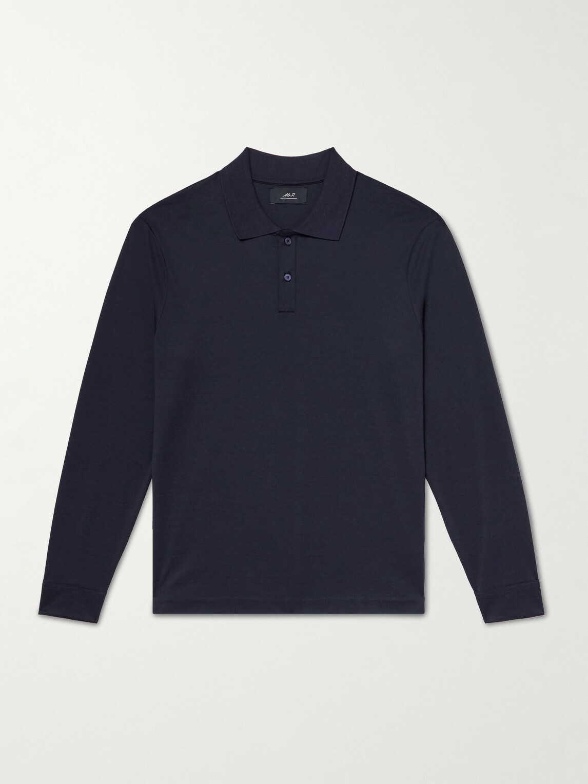 Mr P. - Silk and Cotton-Blend Polo Shirt - Blue