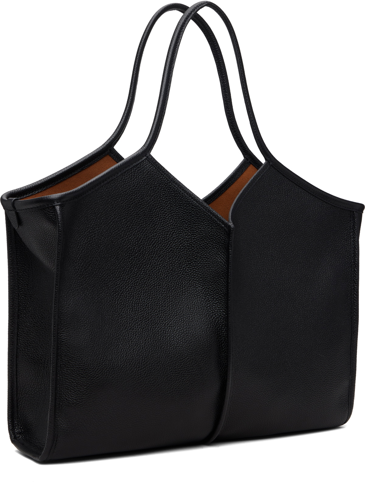 HEREU Black Calella Squared Medium Grainy Tote