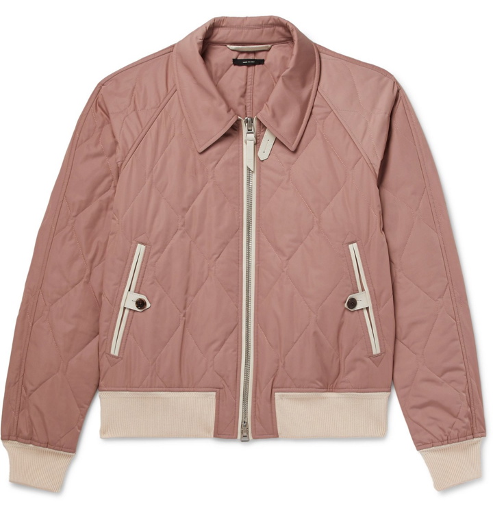 Photo: TOM FORD - Leather-Trimmed Quilted Shell Bomber Jacket - Pink