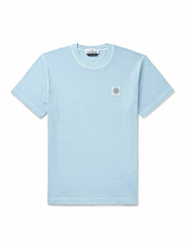 Photo: Stone Island - Logo-Appliquéd Cotton-Jersey T-Shirt - Blue