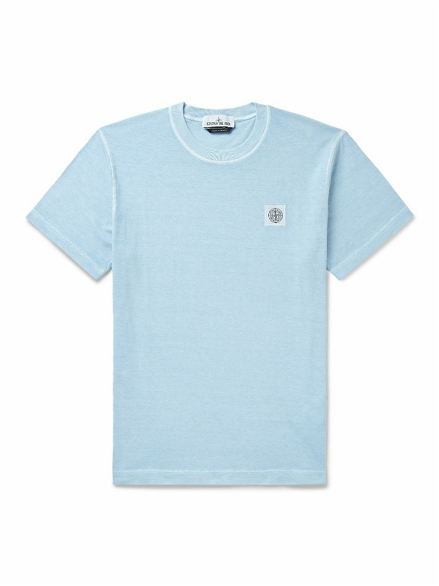 Photo: Stone Island - Logo-Appliquéd Cotton-Jersey T-Shirt - Blue