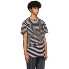 Loewe Navy and Off-White Striped Logo T-Shirt