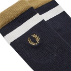Fred Perry Men's Bold Tipped Socks in Navy/Warm Stone