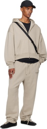 Fear of God ESSENTIALS Taupe Classic Fit Fleece Zip-Up Hoodie