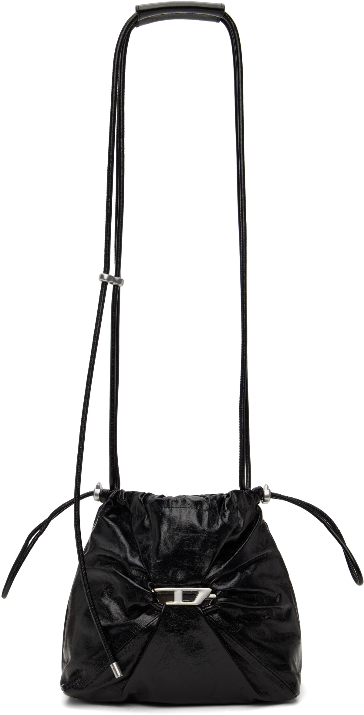 【DIESEL】scrunch-d bucket Women's Scrunch-D-Bucket bag in shiny wrinkled leather