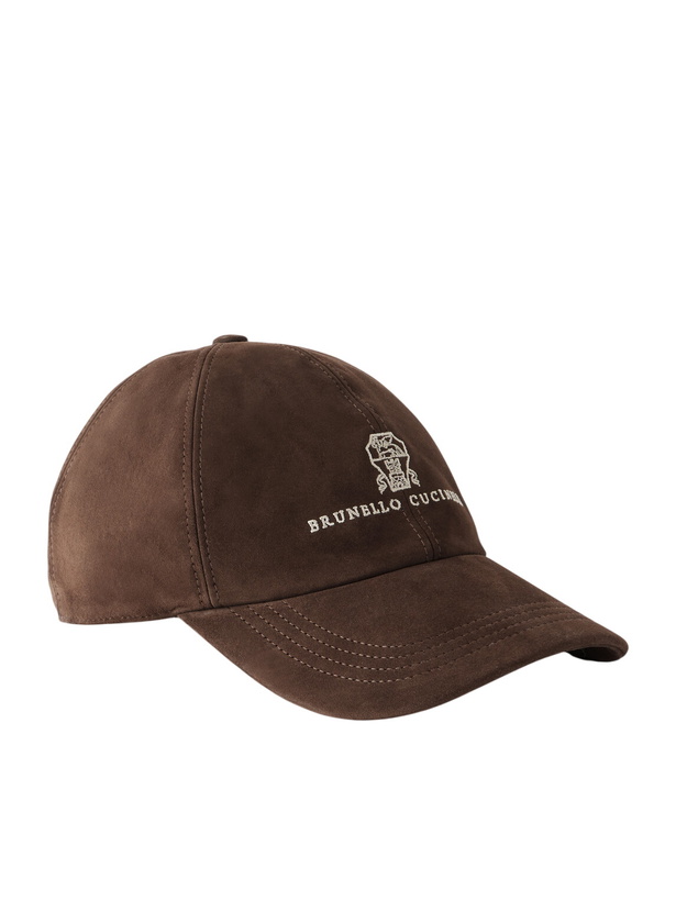 Photo: Brunello Cucinelli - Logo-Embroidered Suede Cap - Brown