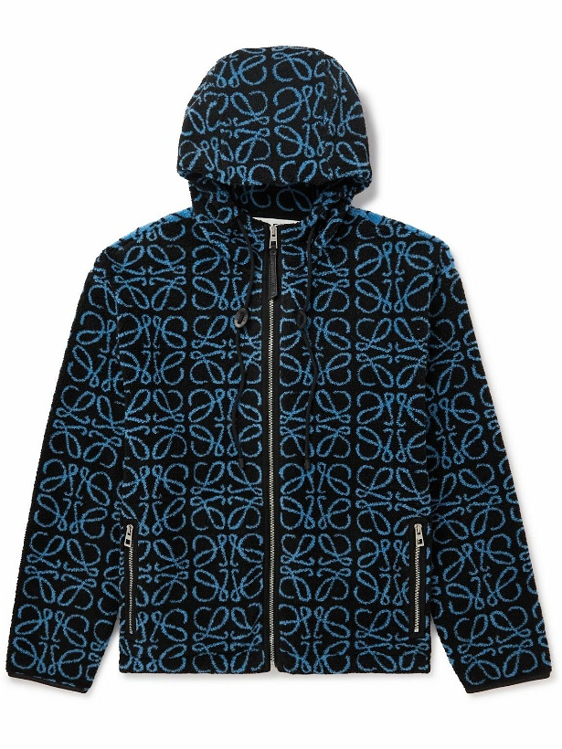 Photo: Loewe - Logo-Jacquard Fleece Hooded Jacket - Blue