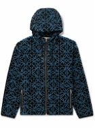 Loewe - Logo-Jacquard Fleece Hooded Jacket - Blue