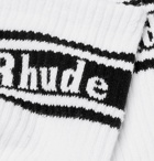 Rhude - Logo-Intarsia Cotton-Blend Socks - Black