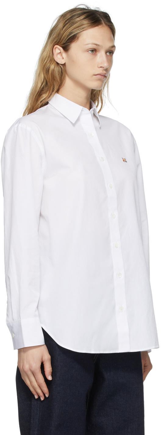 Maison Kitsuné White Fox Head Embroidery Classic Shirt Maison Kitsune