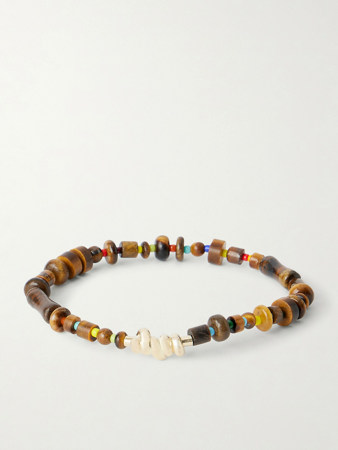 Luis Morais - 14-Karat Gold Tiger Eye Beaded Bracelet