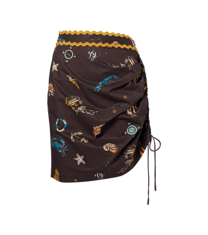 Photo: Alémais Printed ruched cotton miniskirt
