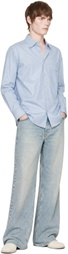 COOR Blue Pin Stripe Pointed Shirt
