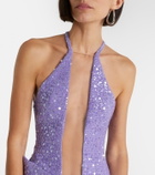 David Koma Draped sequined minidress