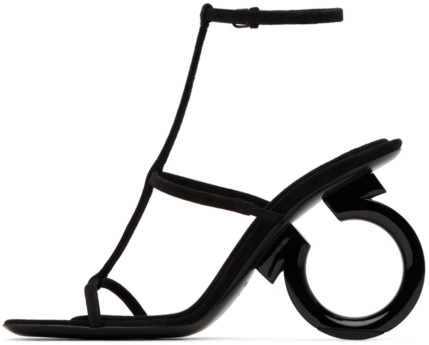 Ferragamo Black Elina Heeled Sandals