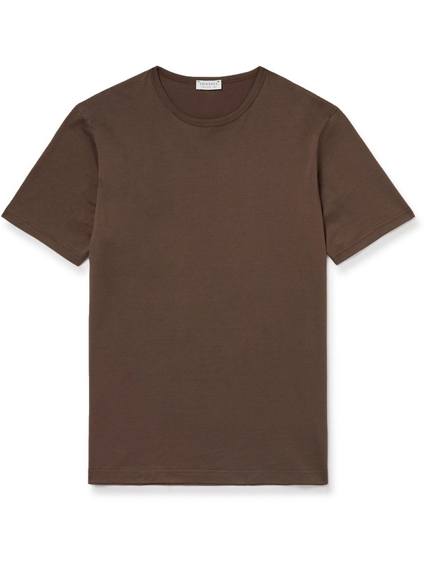 Photo: Sunspel - Pima Cotton-Jersey T-Shirt - Brown