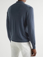 William Lockie - Slim-Fit Merino Wool Polo Shirt - Blue