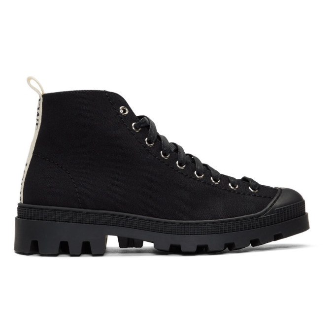 Photo: Loewe Black Canvas Lace-Up Boots