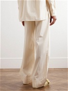 TEKLA - Birkenstock Straight-Leg Pleated Striped Organic Cotton-Poplin Pyjama Bottom - Neutrals