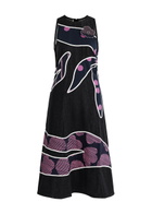 Lovebirds Printed and Appliquéd Denim Dress Black