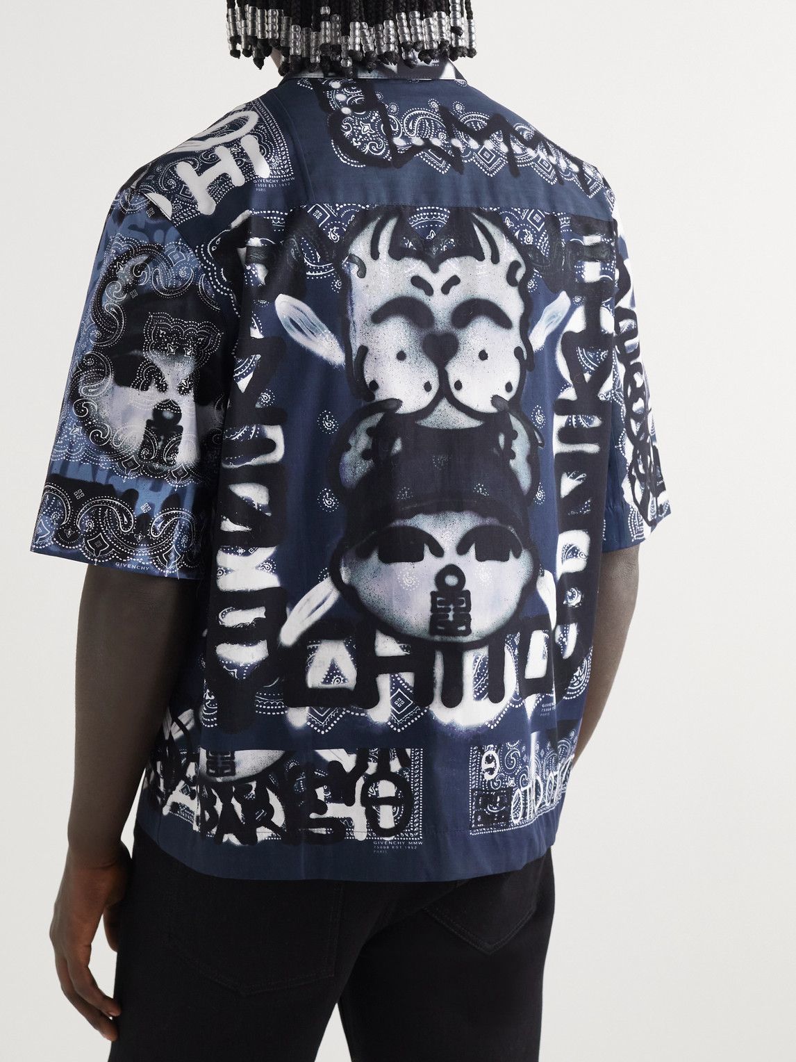 Givenchy - Chito Printed Cotton-Poplin Zip-Up Shirt - Blue Givenchy