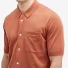 Norse Projects Men's Rollo Full Button Knit Polo in Red Clay