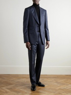 TOM FORD - Shelton Straight-Leg Sharkskin Wool Trousers - Blue