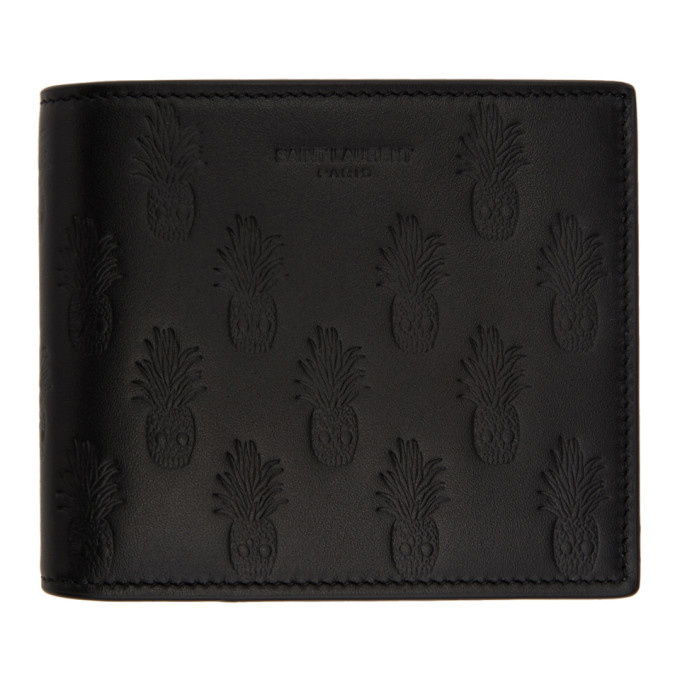 Photo: Saint Laurent Black Embossed Pineapple Bifold Wallet