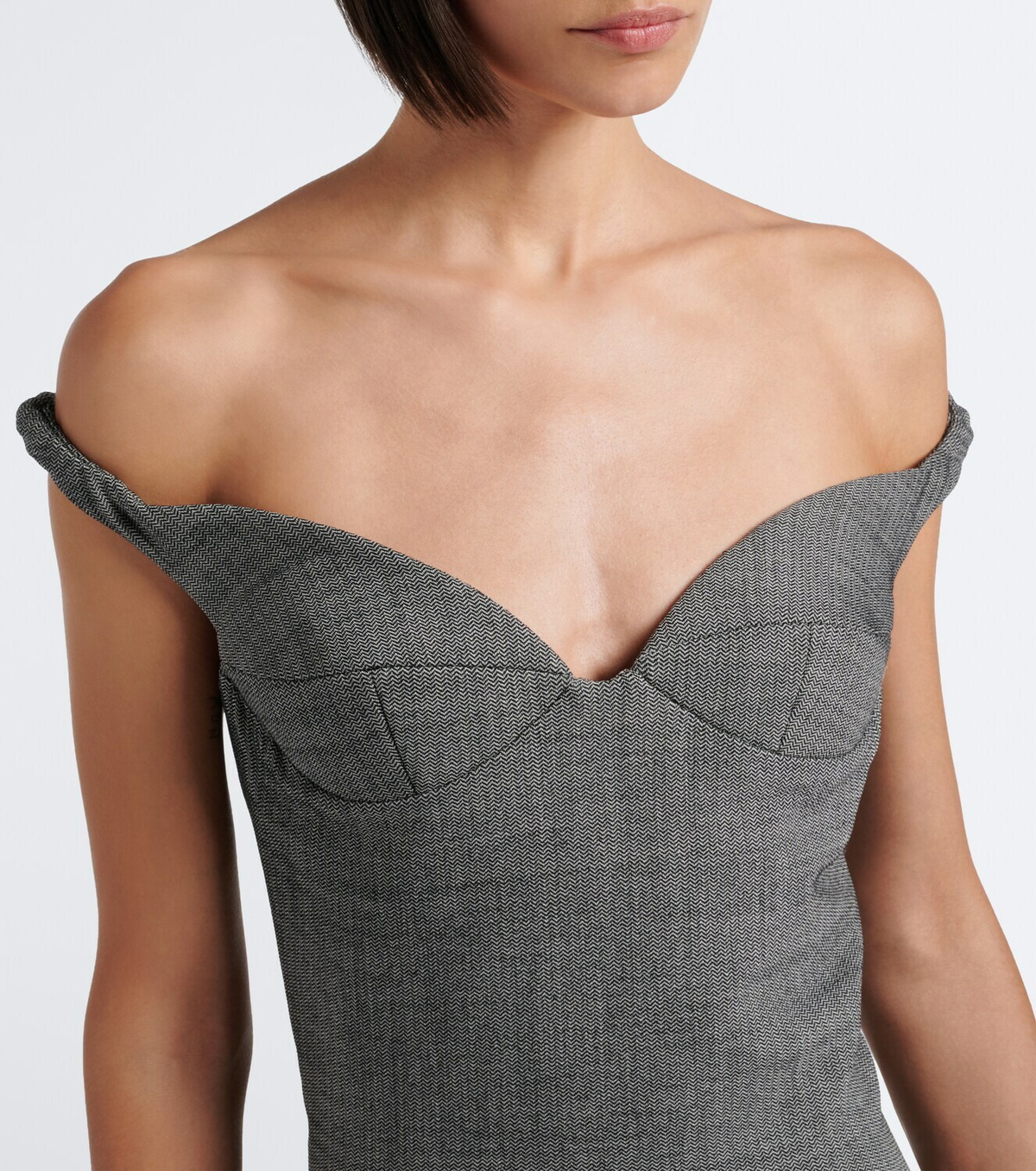 Magda Butrym Off-shoulder herringbone wool-blend minidress