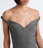 Magda Butrym Off-shoulder herringbone wool-blend minidress