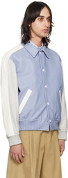 Solid Homme Blue Paneled Leather Jacket