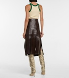 Dodo Bar Or Fringe-trimmed woven leather midi skirt