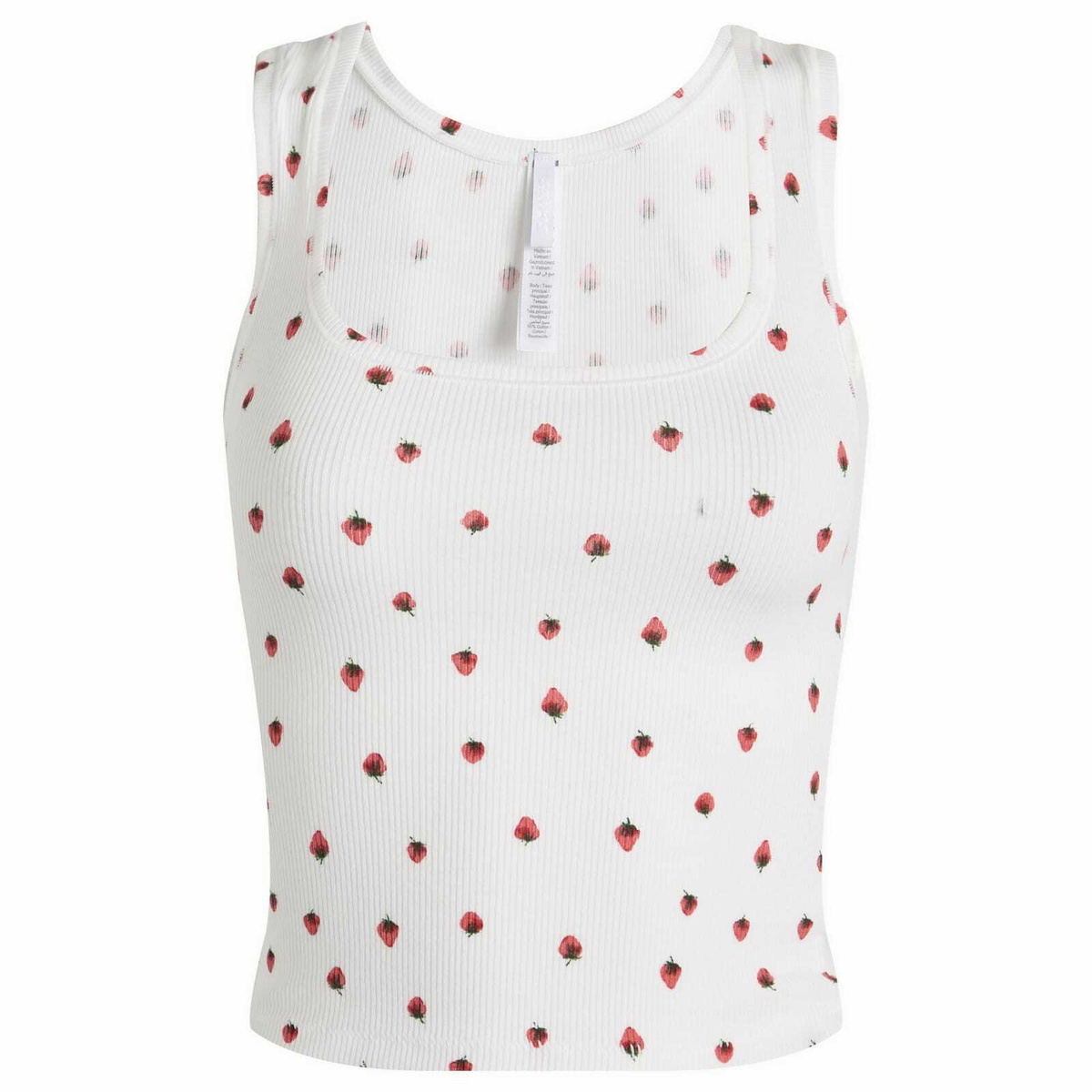 SKIMS Women's Cotton Rib Tank Top in Snow Strawberry Print