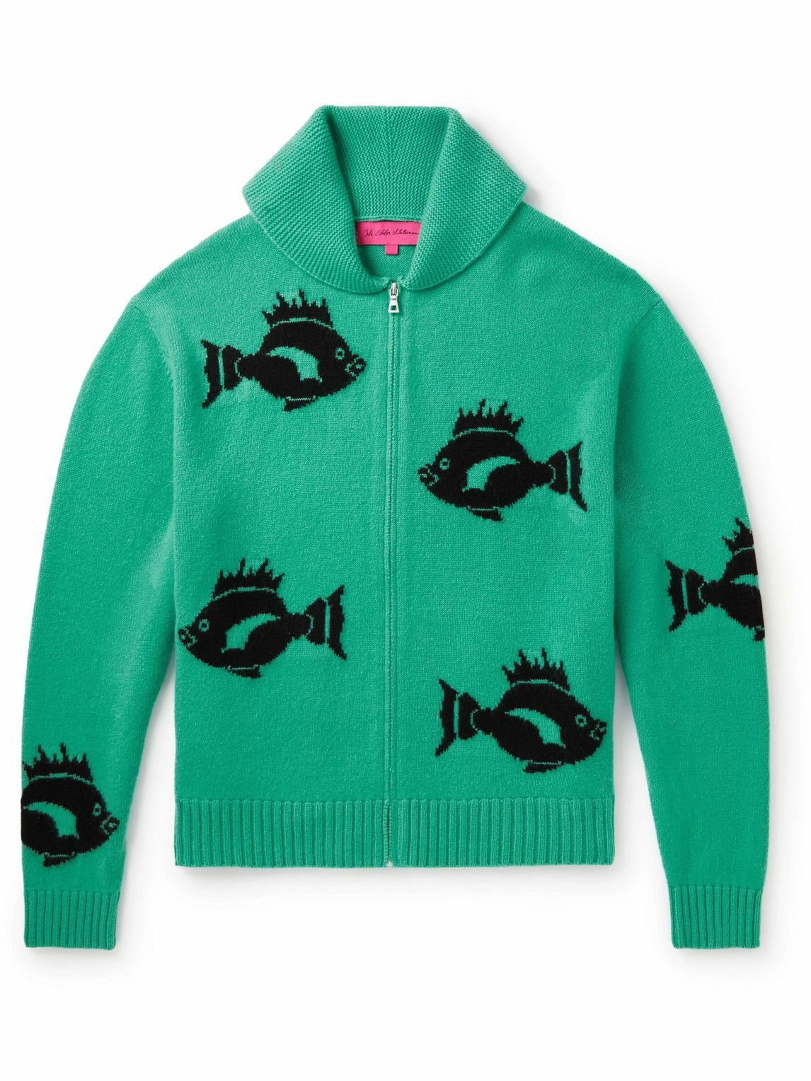 The Elder Statesman - Sealife Jacquard-Knit Cashmere Zip-Up ...