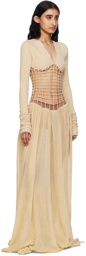 Isa Boulder Beige Paneled Maxi Dress