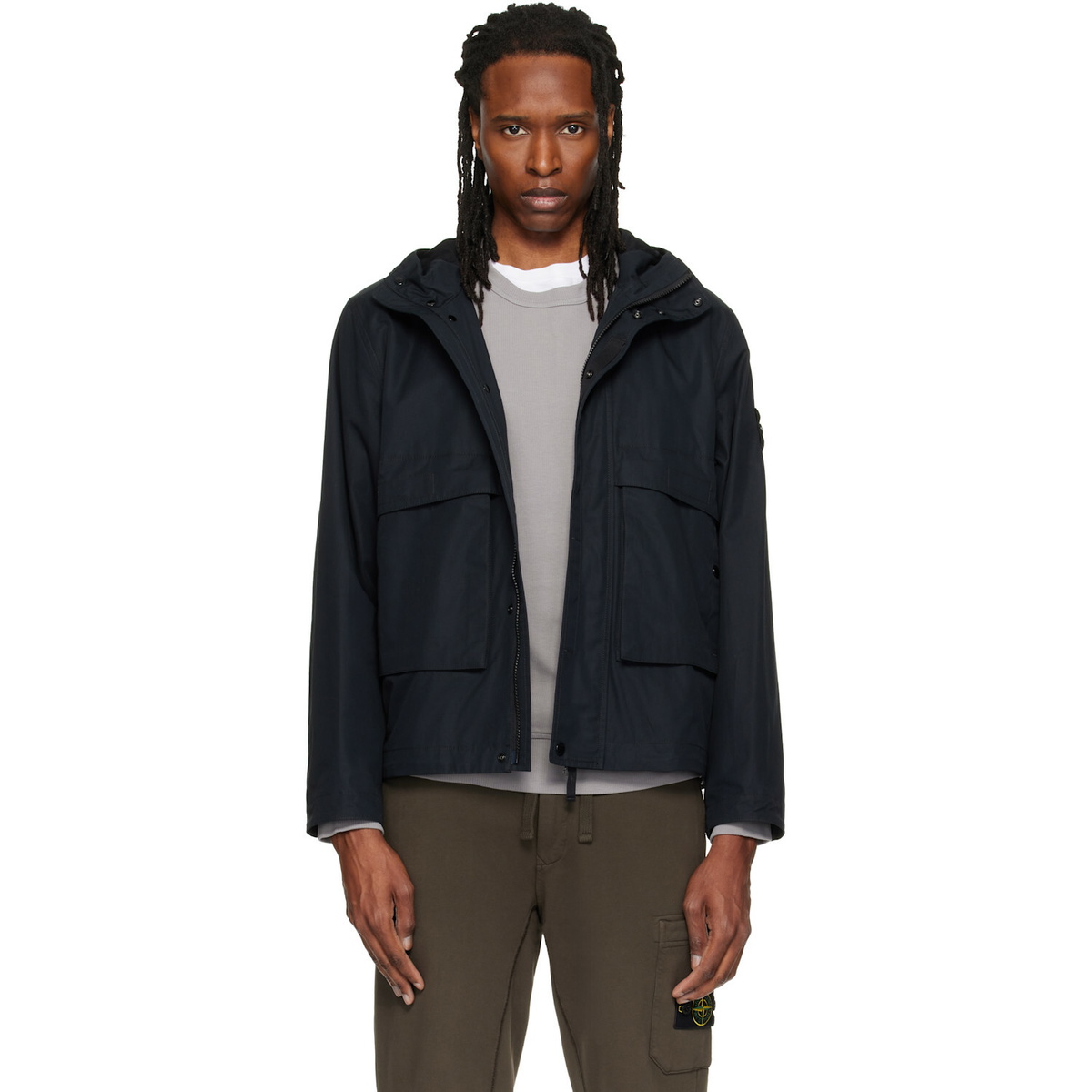 Stone Island Black Q100025 All-Weather Cotton Canvas_S.I. Ghost Jacket
