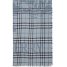Burberry Blue Wide Knight Check Wool Silk Scarf