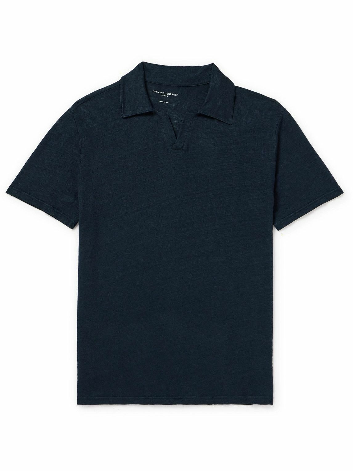 Photo: Officine Générale - Simon Garment-Dyed Linen-Blend Polo Shirt - Blue