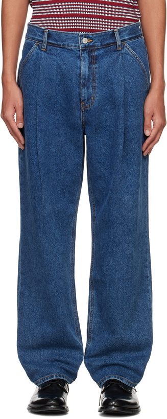 Photo: Uniform Bridge Blue Wide One Tuck Jeans